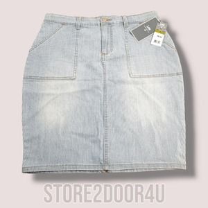 LEE Platinum Label Light Blue Railroad Stripe Denim Skirt Knee Length - Size 14